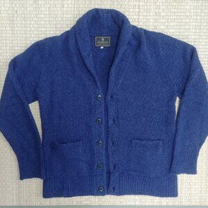 Unisex fuzzy alpaca dark navy blue cardigan sweater 38 approx S/M